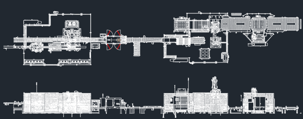 2d integrated packaging Line Drawing